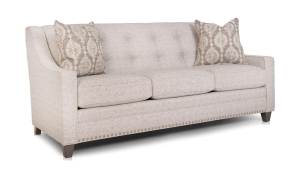 Measures 81" x 38" x 36"H and is available in a variety of fabrics, leathers, and leg finishes. Also available as a loveseat, chair, with matching ottoman. Starting at $2,529 in fabric and $3,539 in leather. White Sofa