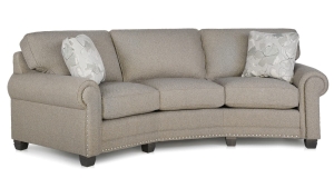 Measures 110" x 52" x 38"H and is available in a variety of fabrics, leathers, and leg finishes. Also available as a sofa, sectional, loveseat, chair, with matching ottoman. Starting at $3,349 in fabric and $4,419 in leather. Conversation Sofa