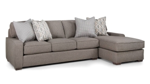 Measures 115" x 65" x 36"H and is available in a variety of fabrics, leathers, and leg finishes. Also available as a sofa, mid-size sofa, loveseat, chair, with matching ottoman. Sectional shown starting at $4,719 in fabric and $6,519 in leather. Gray Sofa Chaise