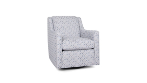 Measures 30"W x 35"D x 35"H and is available in a variety of fabrics and leathers. Also available as a swivel glide chair with matching ottoman. Starting at $1,359 in fabric and $1,989 in leather. Blue Polka Dot Swivel Chair