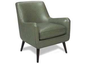 Measures 30"W x 34"D x 35"H and is available in a variety of fabrics, leathers, and leg finishes. Starting at $1,319 in fabric and $1,869 in leather. Green Chair