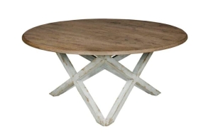 Measures 40"W x 40"D x 18"H. Starting at $779. Distressed Coffee Table