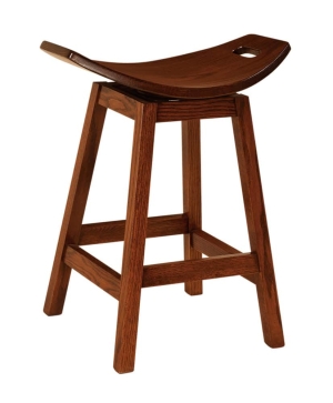 Measures 22"W x 13.5"D x 30"H and is available in a variety of wood species and stain finishes. Only available with a wood seat. Available in 24" or 30" seat height. Stationary or swivel available. Price starting at $249. Saddle Seat Bar Stool