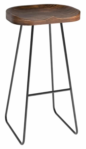 Measures 16.5"W x 12.75"D x 30"H and is available in a variety of wood species and stain finishes. Only available with wood seats. Available in 24" or 30" height. Stationary base only. Price starting at $319. Farmhouse Bar Stool