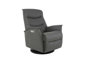Small/Large measures 30.5"-33"W x 38.5"D x 41"-41.5"H and is available in a variety of fabrics and leathers. Additional features include power adjusted headrest and power lumbar support. Power Recliner only. Starting at $2,389 in fabric and $2,539 in leather. Leather Swivel Glide Recliner