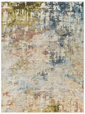 Machine woven polyester. Available in a variety of sizes. Price ranges $179-$389. Colorful Rug